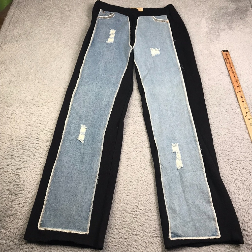 Scully Jeans Womens M (30x33) Colorblock Distressed Drawstring Western Pants